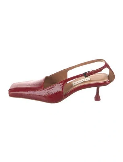 Pre-owned Miista Patent Leather Slingback Pumps In Red