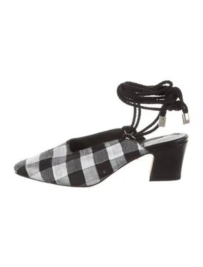 Pre-owned Miista Plaid Print Pumps In Black