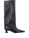 Miista Square Toe Leather Knee-high Boot In Black