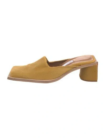 Pre-owned Miista Ponyhair Mules In Yellow