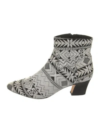 Pre-owned Miista Printed Boots In White
