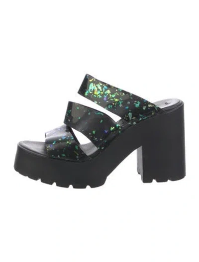 Pre-owned Miista Pvc Printed Slides In Black