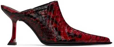 Miista Red Ashlyn Snake Mules In Sand Snake