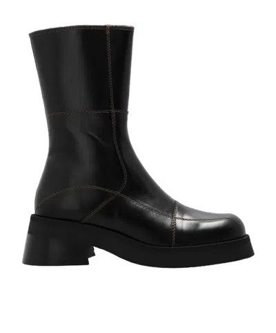 Miista Round-head Short Boots In Nero