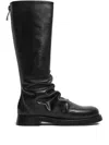 Miista Ruched Knee-high Boots In Black