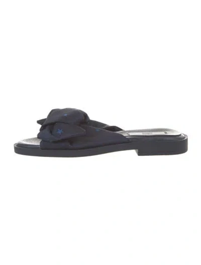 Pre-owned Miista Satin Bow Accents Slides In Blue