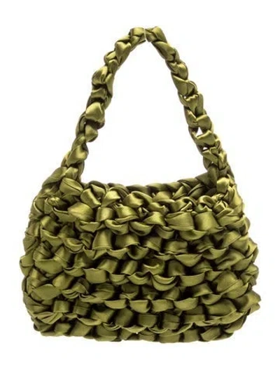Pre-owned Miista Satin Top Handle Bag In Green