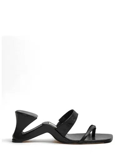 Miista Sculptural-heel Toe-strap Sandals In Black