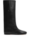 Miista Leather Knee-high Square Toe Boots In Black