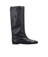 Miista Leather Knee-high Square Toe Boots In Black