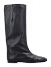 Miista Leather Knee-high Square Toe Boots In Black