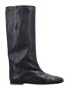 Miista Leather Knee-high Square Toe Boots In Black