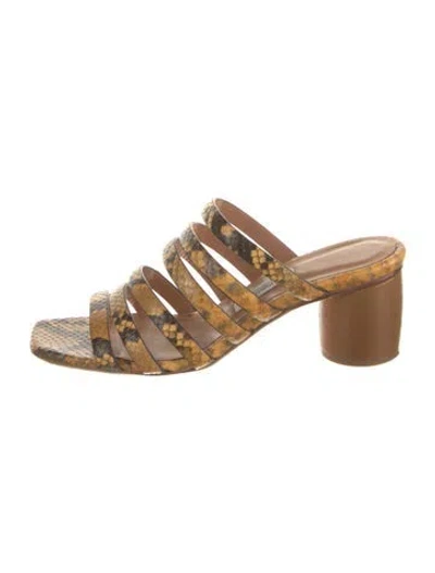 Pre-owned Miista Snakeskin Animal Print Sandals In Yellow