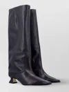 Miista Square Toe Leather Knee-high Boot In Black