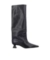 Miista Square Toe Leather Knee-high Boot In Black