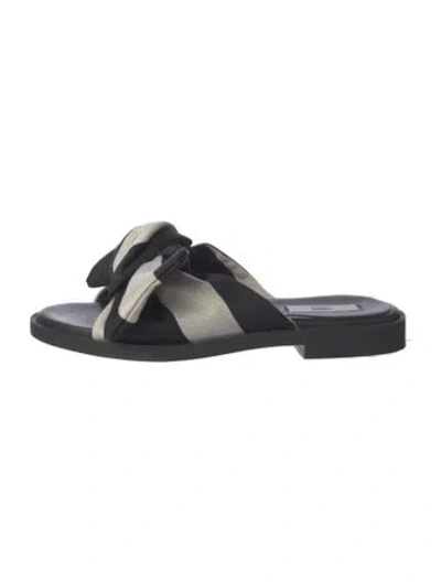 Pre-owned Miista Striped Bow Accents Slides In Black
