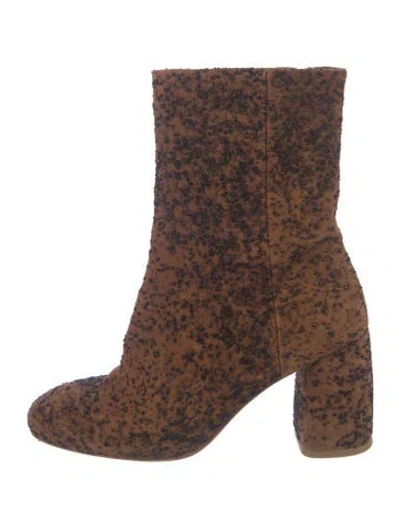 Pre-owned Miista Suede Animal Print Boots In Brown