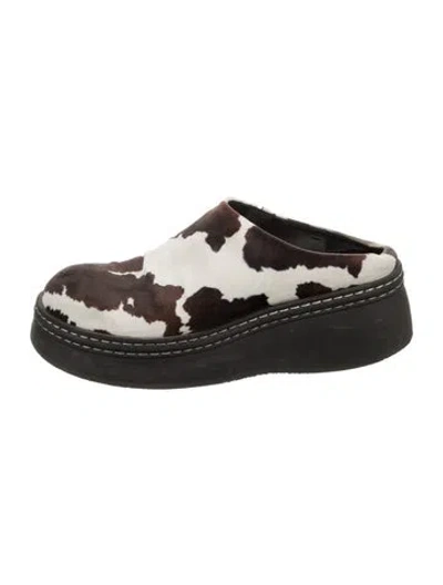 Pre-owned Miista Suede Animal Print Mules In Brown