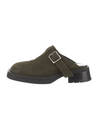 Pre-owned Miista Suede Mules In Green