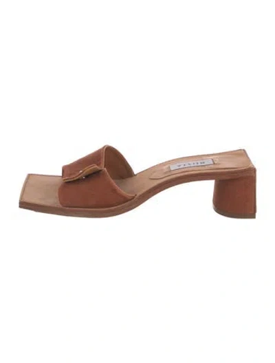 Pre-owned Miista Suede Slides In Brown
