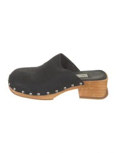 Pre-owned Miista Suede Studded Accents Mules In Black