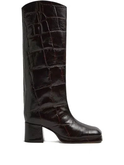 Miista Tundra Crocodile-effect Boots In Black