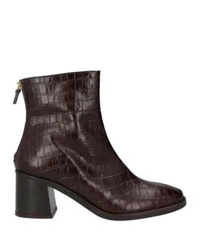 Miista Woman Ankle Boots Dark Brown Size 5.5 Leather