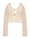 Miista Woman Cardigan Beige Size 8 Acrylic, Nylon, Mohair Wool, Metal In Neutral