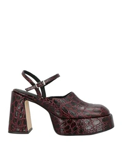 Miista Woman Pumps Plum Size 7.5 Leather
