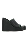 Miista Woman Sandals Black Size 7.5 Leather In Black