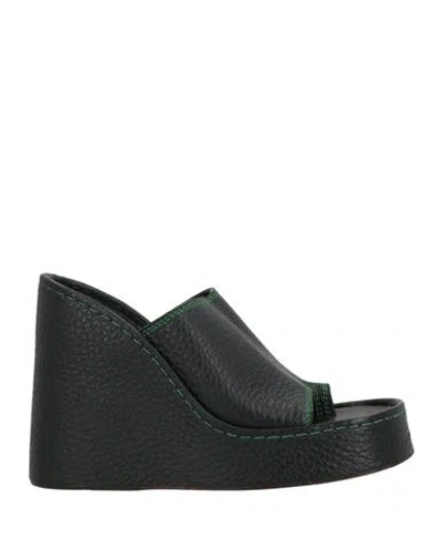 Miista Woman Sandals Black Size 7.5 Leather