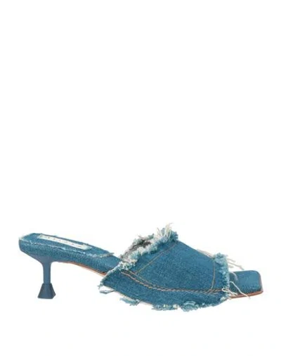 Miista Woman Sandals Blue Size 7.5 Textile Fibers