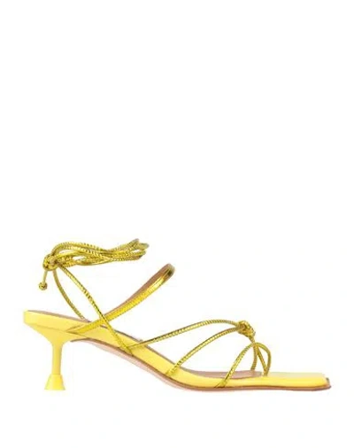 Miista Woman Thong Sandal Yellow Size 7.5 Leather