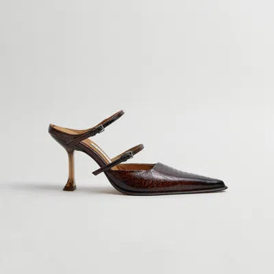 Miista Women's Shari Mules In Brown Snake In Multi