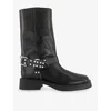 Miista Womens Black Maitea Leather Flat Ankle Boots Eur 38/5 Uk In Black