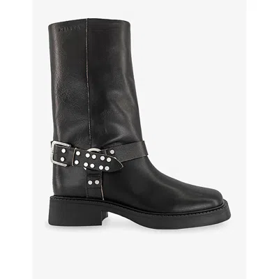 Miista Womens Black Maitea Leather Flat Ankle Boots Eur 38/5 Uk