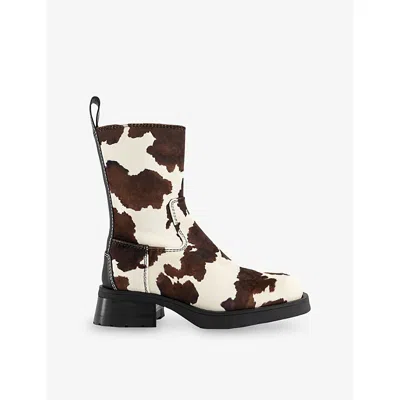 Miista Womens Cow Print Yolanda Cow-print Vegan-suede Ankle Boots Eur 36 / 3 Uk In Animal Print
