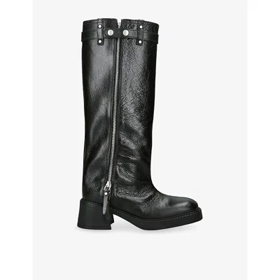 Miista Womens Izolda Leather Heeled Knee-high Boots Black Eur 37 / 4 Uk