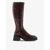 Miista Womens  Yumi Patent-leather Heeled Boots In Brown