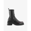 Miista Womens Black Burgandy Oliana Leather-blend Ankle Boots Eur 40 / 7 Uk In Black