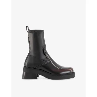 Miista Womens Black Burgandy Oliana Leather-blend Ankle Boots Eur 40 / 7 Uk