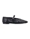 Miista Woven Leather Ballerinas With Adjustable Strap In Black