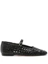 Miista Woven Leather Ballerinas With Adjustable Strap In Black