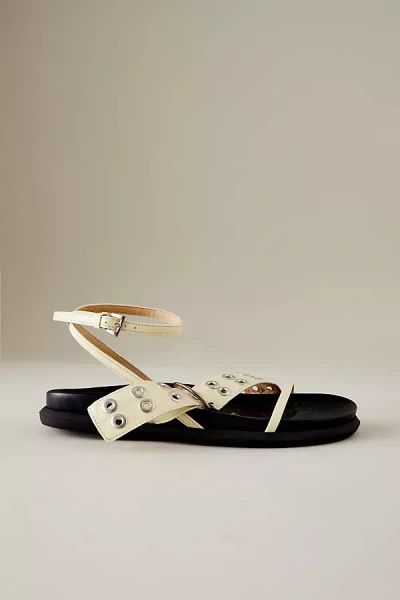 Miista Zilda Buckle Leather Sandals In White