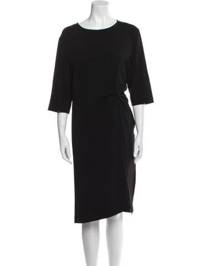 Pre-owned Mijeong Park Bateau Neckline Knee-length Dress In Black