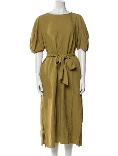 Pre-owned Mijeong Park Bateau Neckline Long Dress In Neutral