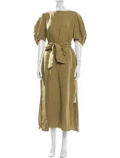 Pre-owned Mijeong Park Bateau Neckline Midi Length Dress W/ Tags In Green