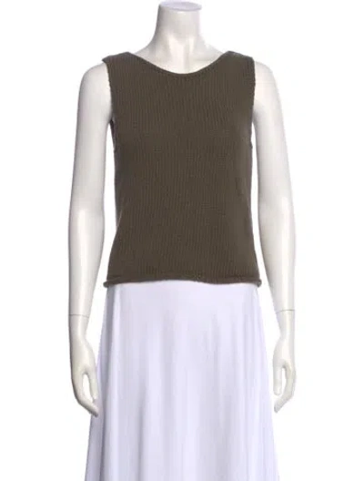 Pre-owned Mijeong Park Bateau Neckline Sleeveless Top In Green