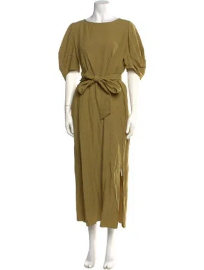 Pre-owned Mijeong Park Crew Neck Long Dress In Green