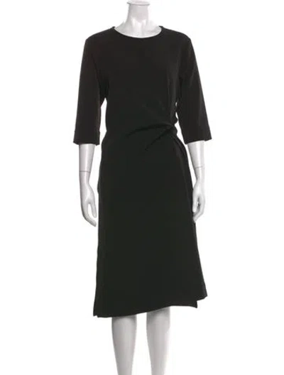 Pre-owned Mijeong Park Crew Neck Midi Length Dress In Black